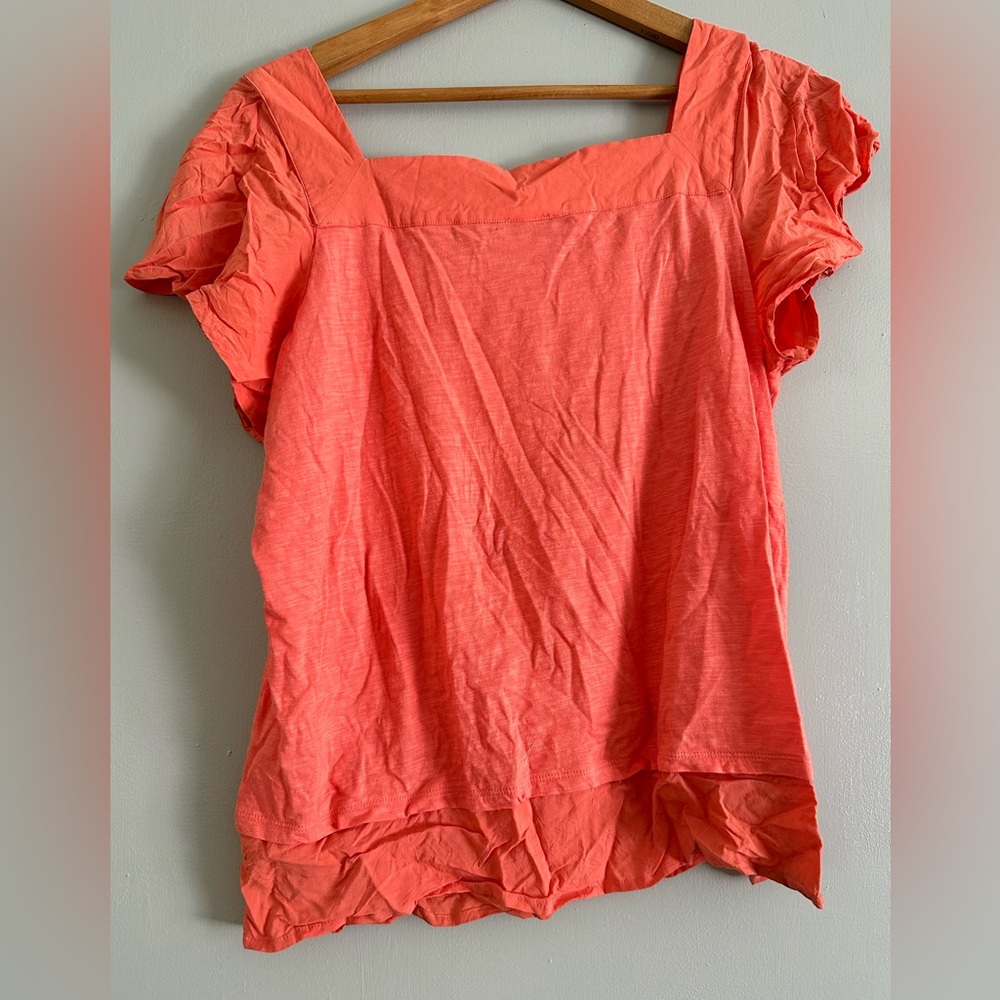 Vince Camuto coral square neck flutter sleeve shirt - Picture 5 of 5